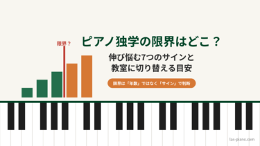 ピアノ独学の限界はどこ？伸び悩む7つのサインと教室に切り替える目安のアイキャッチ画像